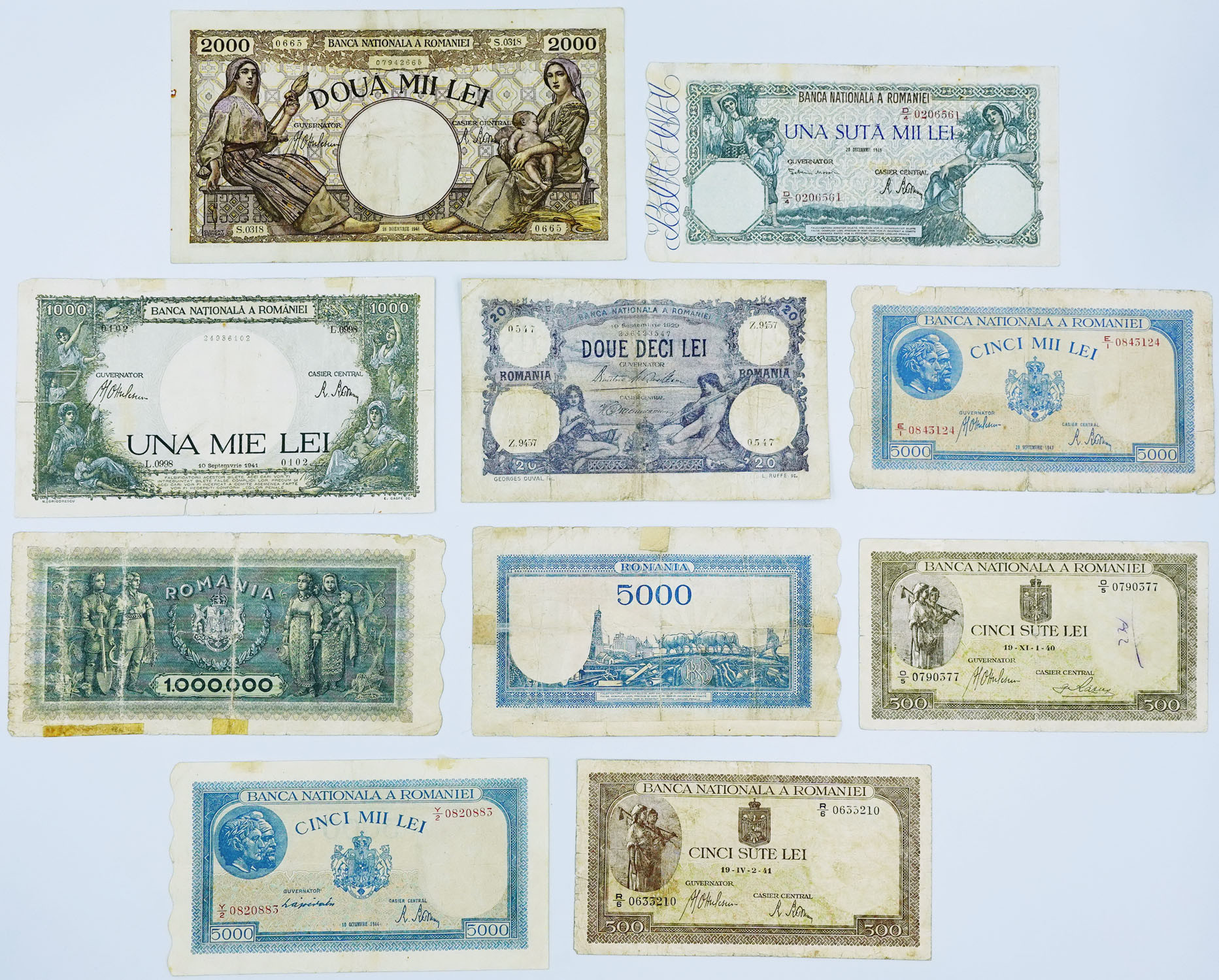 Rumunia, banknoty, zestaw 10 sztuk